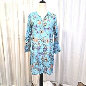 Raj Baby Pastel Blue Floral Cotton Dress Tunic Womens‎ Size S Lightweight